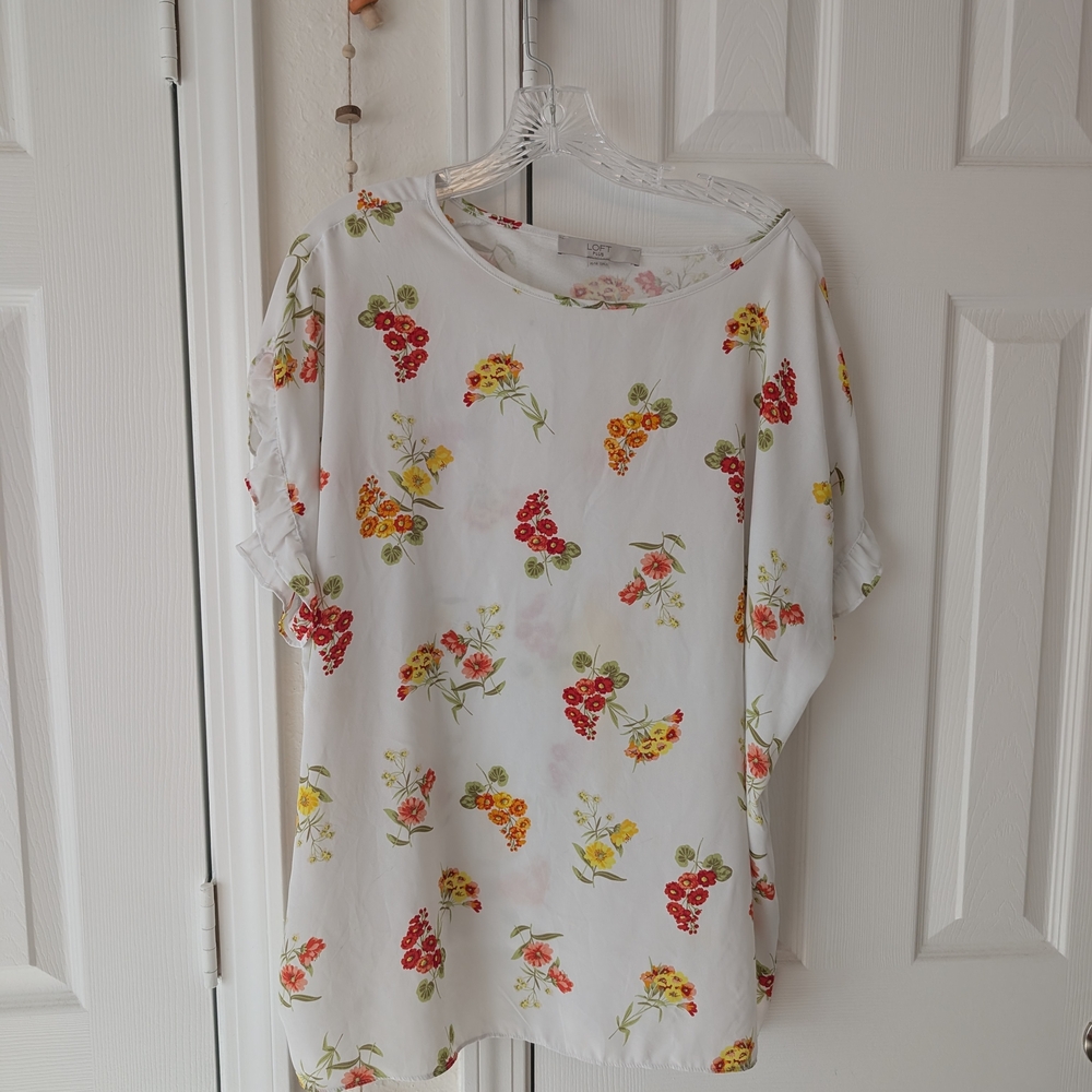 Floral Print White Top
